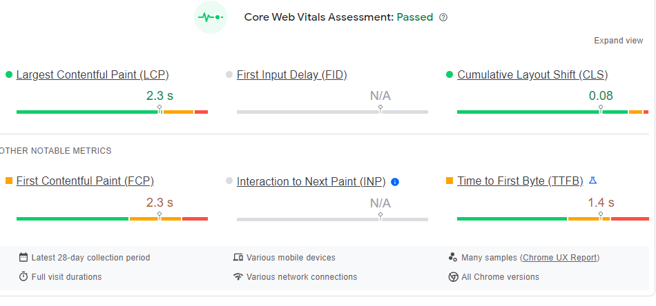 Google Core Web Vitals